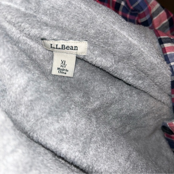 LL BEAN Fleece Lined hooded Flannel Shirt shacket Women XL Plaid Button Up Pink - Picture 4 of 4